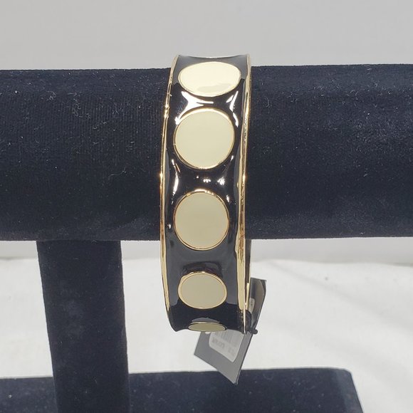 Saks Fifth Ave Black/Taupe enamel bangle bracelet - Picture 1 of 3